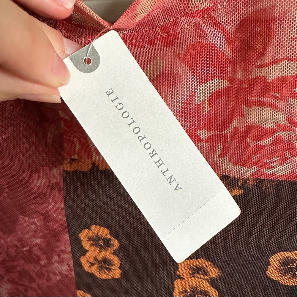 NWT Anthropologie Porridge Floral Patchwork Sheer Mesh T-Shirt XS - Picture 4 of 11